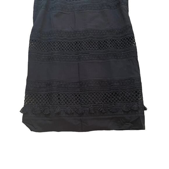 LOFT Sleeveless Black Halter Dress, Embroidered, Fringe, Crochet, Boho, Size M - Picture 5 of 15